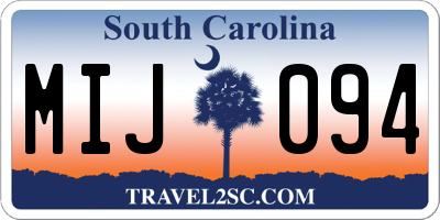 SC license plate MIJ094