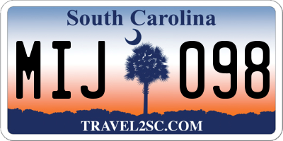 SC license plate MIJ098