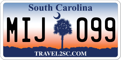 SC license plate MIJ099