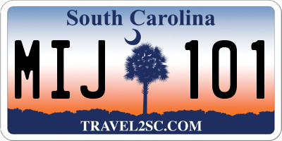 SC license plate MIJ101