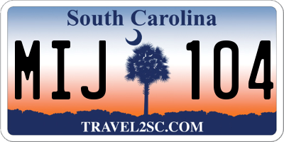 SC license plate MIJ104
