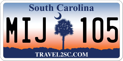 SC license plate MIJ105