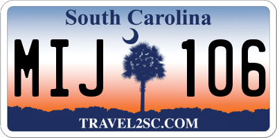 SC license plate MIJ106