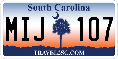 SC license plate MIJ107