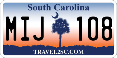 SC license plate MIJ108
