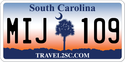 SC license plate MIJ109