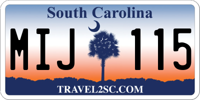 SC license plate MIJ115