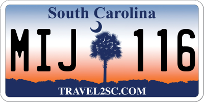 SC license plate MIJ116