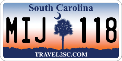 SC license plate MIJ118