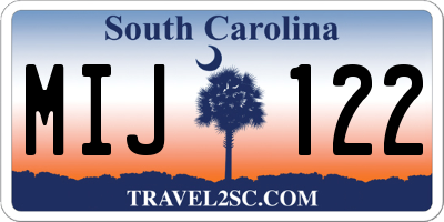 SC license plate MIJ122