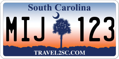 SC license plate MIJ123