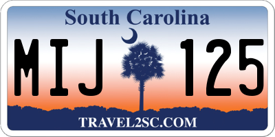SC license plate MIJ125