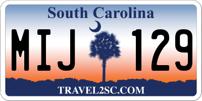 SC license plate MIJ129