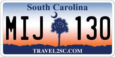 SC license plate MIJ130