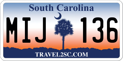 SC license plate MIJ136
