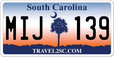 SC license plate MIJ139