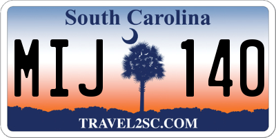 SC license plate MIJ140