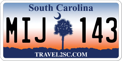 SC license plate MIJ143