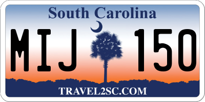 SC license plate MIJ150