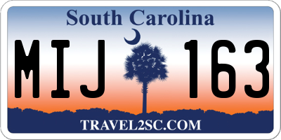 SC license plate MIJ163
