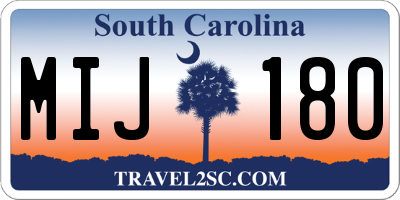SC license plate MIJ180