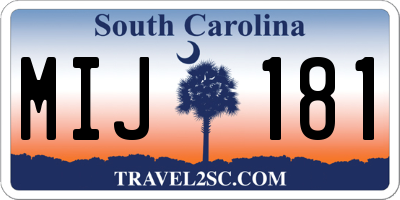 SC license plate MIJ181