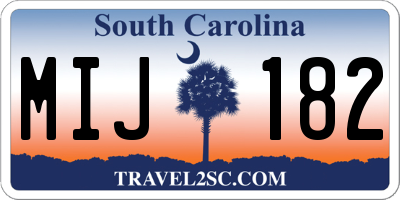 SC license plate MIJ182