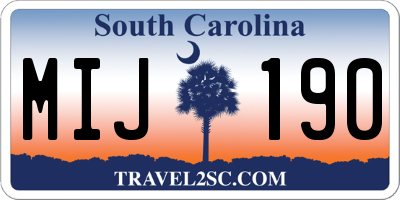 SC license plate MIJ190