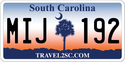 SC license plate MIJ192