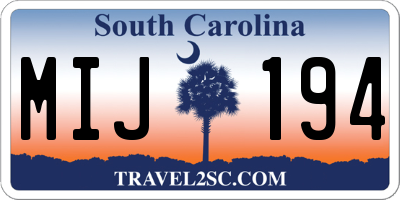SC license plate MIJ194