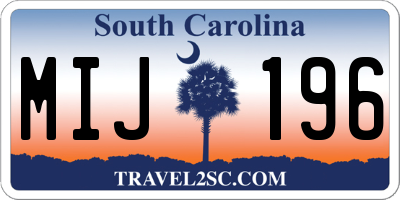 SC license plate MIJ196