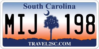 SC license plate MIJ198