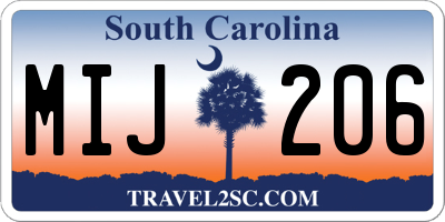 SC license plate MIJ206