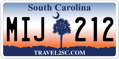 SC license plate MIJ212