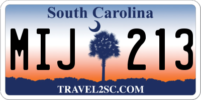 SC license plate MIJ213