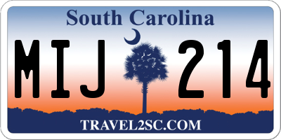 SC license plate MIJ214