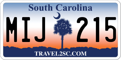SC license plate MIJ215
