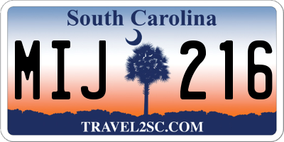 SC license plate MIJ216