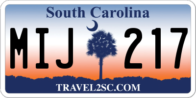 SC license plate MIJ217