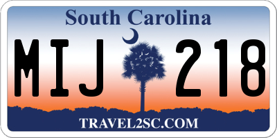 SC license plate MIJ218
