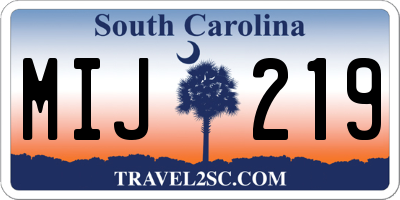 SC license plate MIJ219