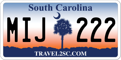 SC license plate MIJ222