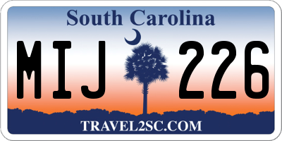 SC license plate MIJ226