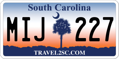 SC license plate MIJ227
