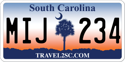 SC license plate MIJ234