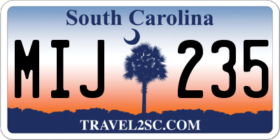 SC license plate MIJ235