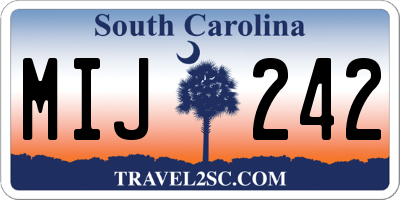 SC license plate MIJ242