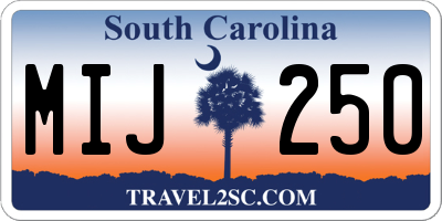 SC license plate MIJ250