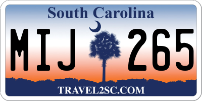 SC license plate MIJ265