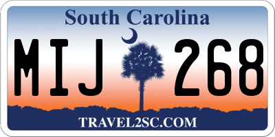 SC license plate MIJ268